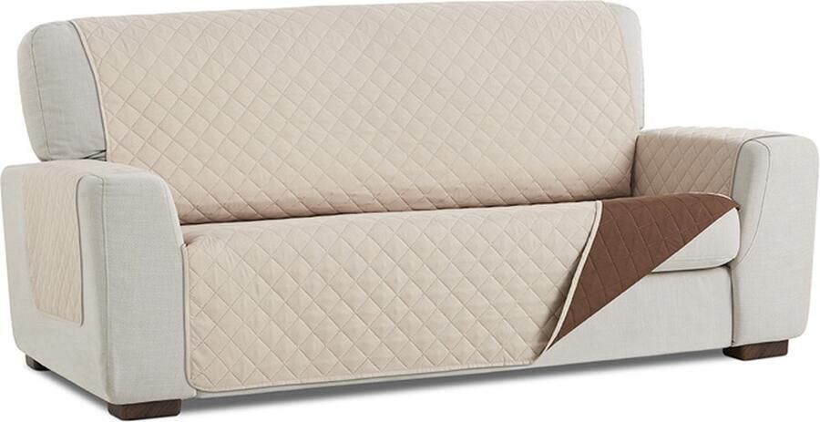 Belmarti bankbeschermer Duo 110cm Breed – Beige Dubbelzijdig beschermt tegen vlekken haren en krassen – ideaal voor gezinnen met kinderen en huisdieren machinewasbaar