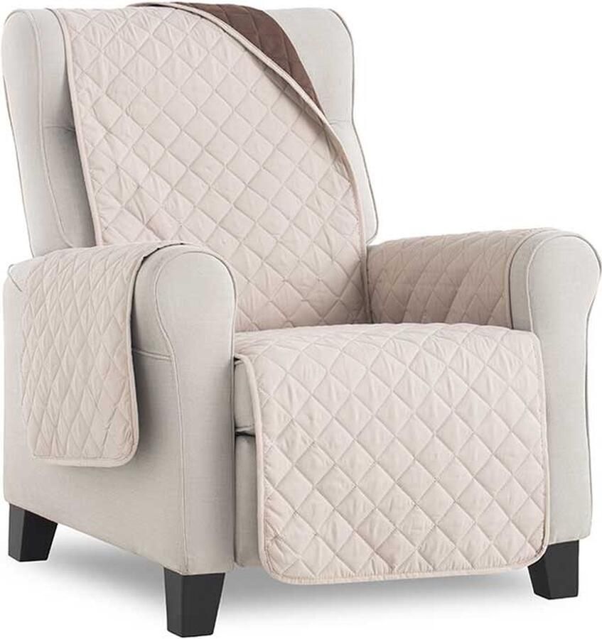 Belmarti Fauteuilbeschermer Duo quilt Beige 55cm breed Aan twee kanten te gebruiken Fauteuil beschermer van zacht microvezel voor optimaal comfort