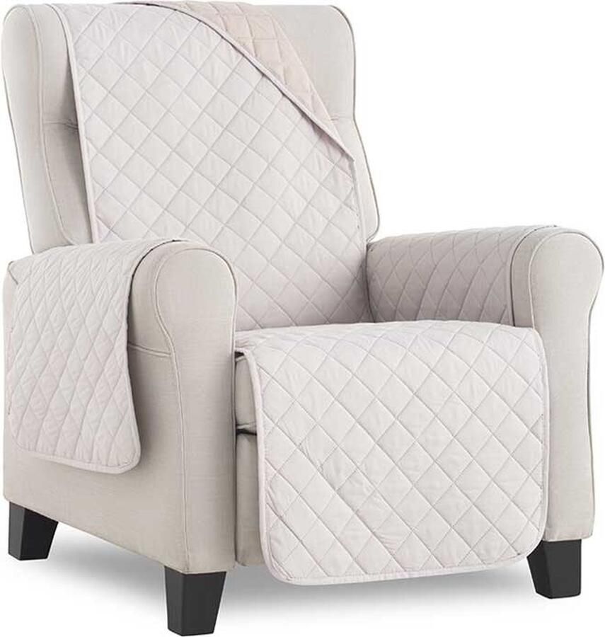 Belmarti Fauteuilbeschermer Duo quilt Ivoor 55cm breed Aan twee kanten te gebruiken Fauteuilbeschermer van zacht microvezel voor optimaal comfort