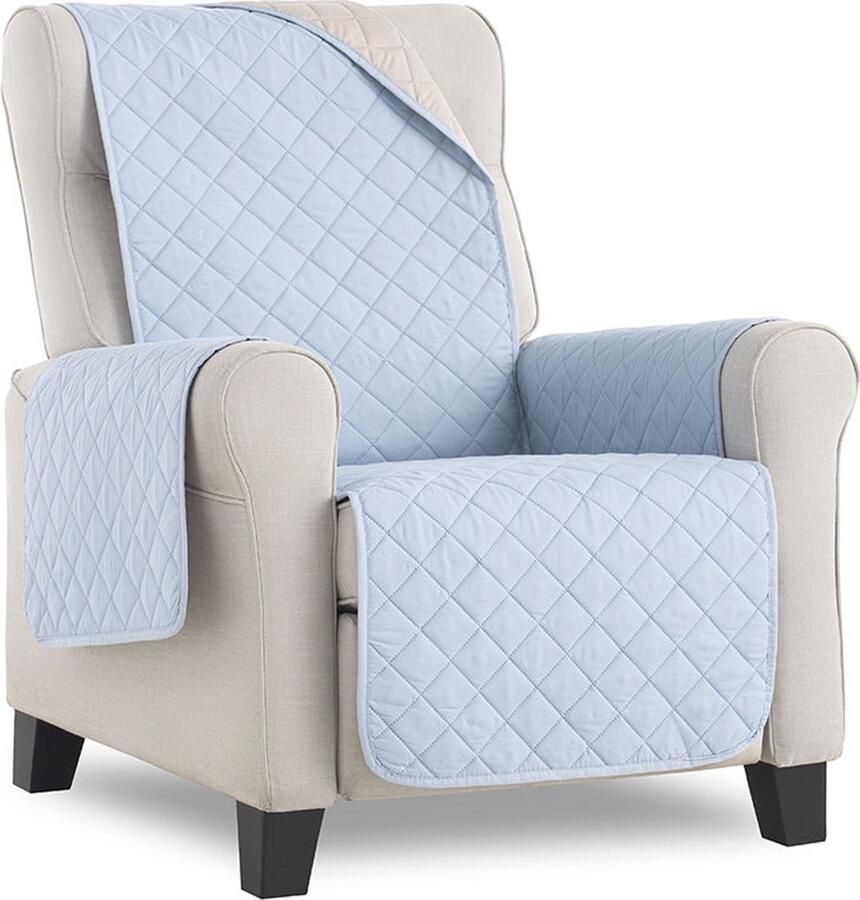 Belmarti Fauteuilbeschermer Duo quilt Lichtblauw 55cm breed Aan twee kanten te gebruiken Fauteuilbeschermer van zacht microvezel voor optimaal comfort