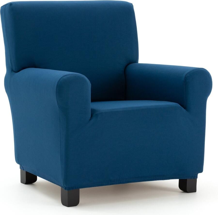 Belmarti Fauteuilhoes Anza 70cm tot 110cm breed blauw Zachte luxe stretchstof vormt moeiteloos naar je bank Premium kwaliteit
