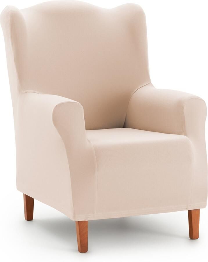Belmarti oorfauteuil Hoes Anza 70cm tot 100cm breed Beige zachte luxe stretchstof vormt moeiteloos naar je fauteuil Premium kwaliteit