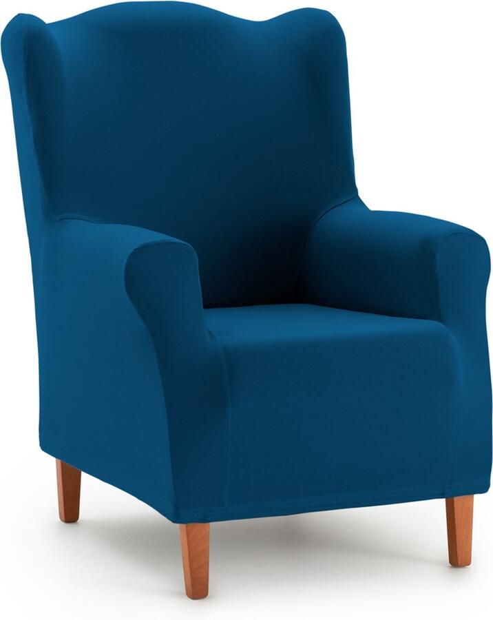 Belmarti Oorfauteuil Hoes Anza 70cm tot 100cm breed Blauw zachte luxe stretchstof vormt moeiteloos naar je fauteuil Premium kwaliteit