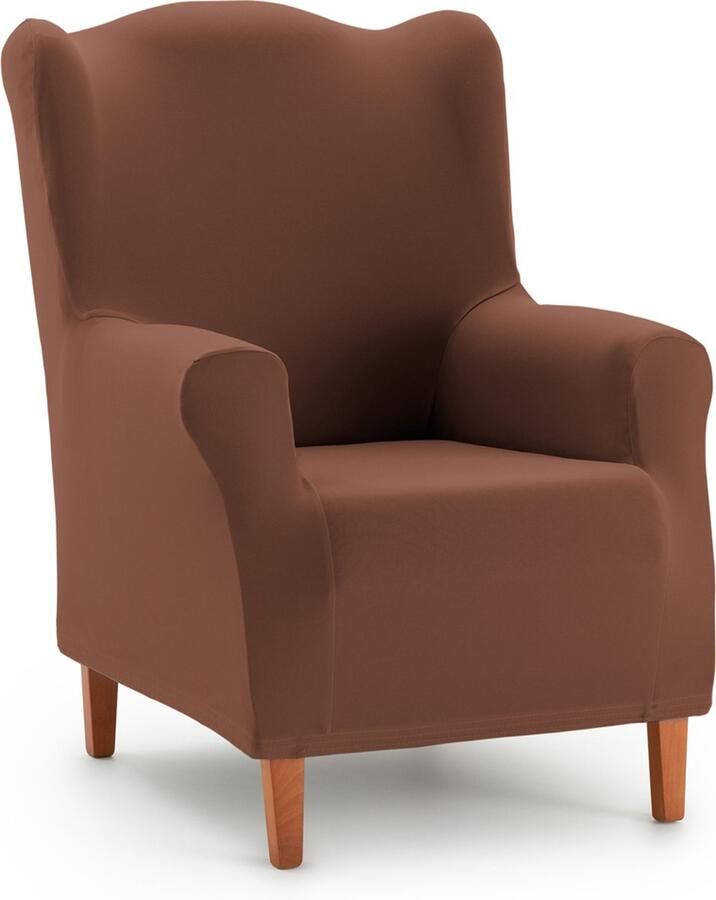 Belmarti Oorfauteuil Hoes Anza 70cm tot 100cm breed Bruin wasbaar en beschermend luxe pasvorm Premium kwaliteit stoelhoezen