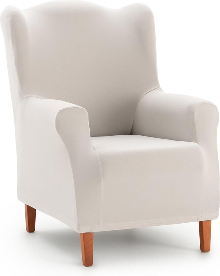 Belmarti Oorfauteuil Hoes Anza 70cm tot 100cm breed Ivoor zachte luxe stretchstof vormt moeiteloos naar je fauteuil Premium kwaliteit