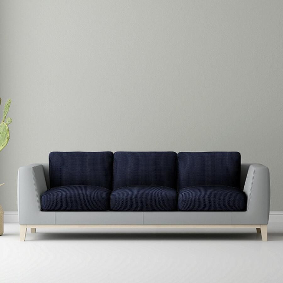 Belmarti Zitkussenhoes Bali 65cm tot 95cm breed Blauw Universele zitkussen hoes voor elke zithoek Multi-elastisch