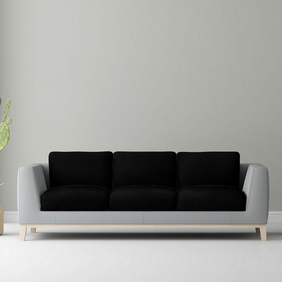 Belmarti Zitkussenhoes Bali 65cm tot 95cm breed Zwart Universele zitkussen hoes voor elke zithoek Multi-elastisch