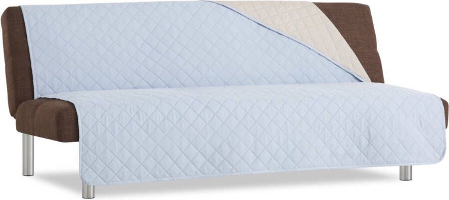 Belmarti Duo Click Clack Bankbeschermer zonder armleuningen 100cm breed Licht blauw Twee kanten te gebruiken