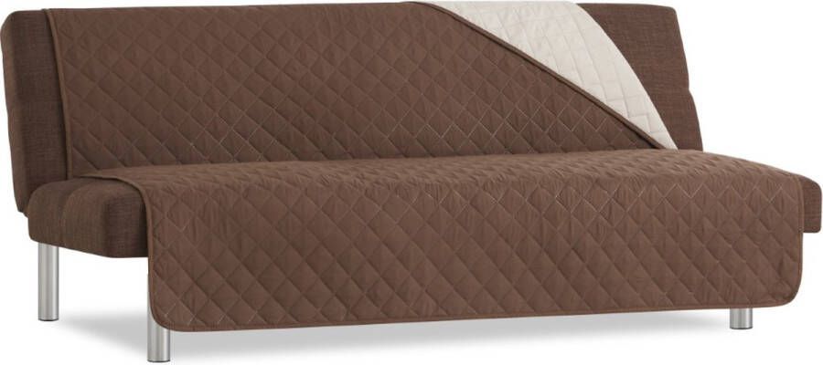 Belmarti Duo Click Clack Bankbeschermer zonder armleuningen 120cm breed Bruin Twee kanten te gebruiken