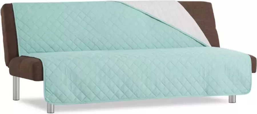 Belmarti Duo Click Clack Bankbeschermer zonder armleuningen 140cm breed Aquamarijn Twee kanten te gebruiken