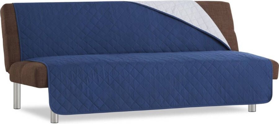 Belmarti Duo Click Clack Bankbeschermer zonder armleuningen 140cm breed Blauw Twee kanten te gebruiken