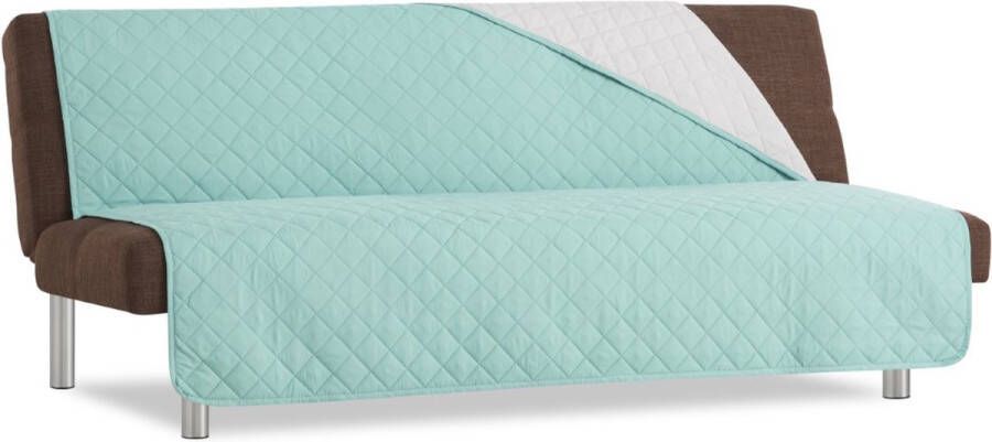 Belmarti Duo Click Clack Bankbeschermer zonder armleuningen 140cm breed Aquamarijn Twee kanten te gebruiken