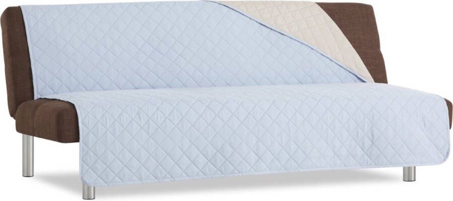 Belmarti Duo Click Clack Bankbeschermer zonder armleuningen 140cm breed Licht blauw Twee kanten te gebruiken