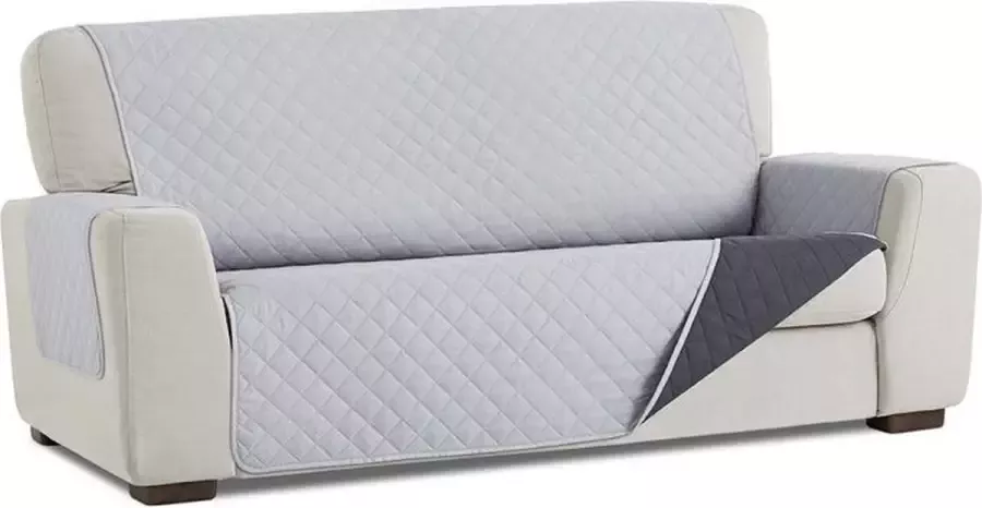 Belmarti Bankbeschermer Duo Quilt Lichtgrijs 110cm breed Aan twee kanten te gebruiken Bank beschermer van zacht microvezel voor optimaal comfort