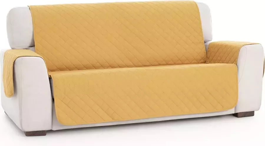 Belmarti Bankbeschermer Duo Quilt Mosterdgeel 130cm breed Aan twee kanten te gebruiken Bank beschermer van zacht microvezel voor optimaal comfort