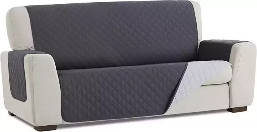 Belmarti Bankbeschermer Duo Quilt Grijs 160cm breed Aan twee kanten te gebruiken Bank beschermer van zacht microvezel voor optimaal comfort