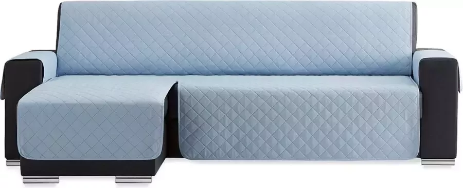 Belmarti Sweet Duo quilt Chaise Longue Links Bankbeschermer 240cm breed Lichtblauw OekoTex keurmerk