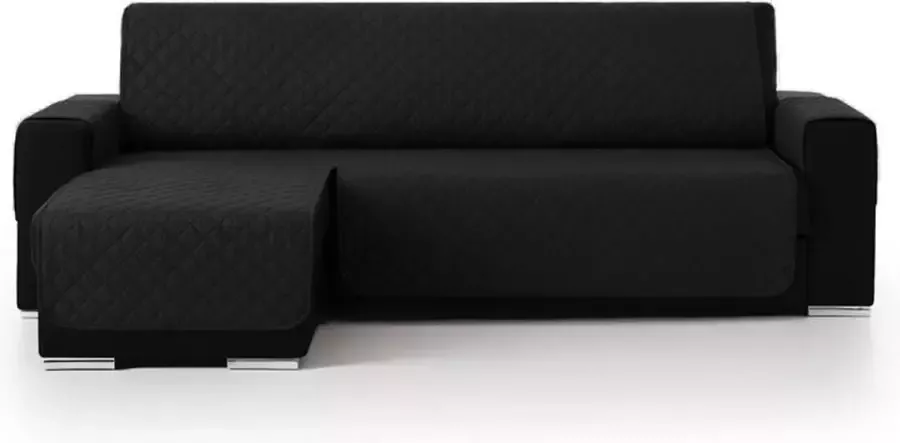 Belmarti Bankbeschermer Duo Chaise Longue 240cm breed Zwart – Gevoerde stof voor extra comfort en duurzaamheid – Ideaal voor gezinnen met huisdieren – Premium kwaliteit - Foto 1