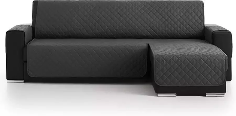 Belmarti Duo quilt Chaise Longue rechts Bankbeschermer 200cm breed Donkergrijs OekoTex keurmerk