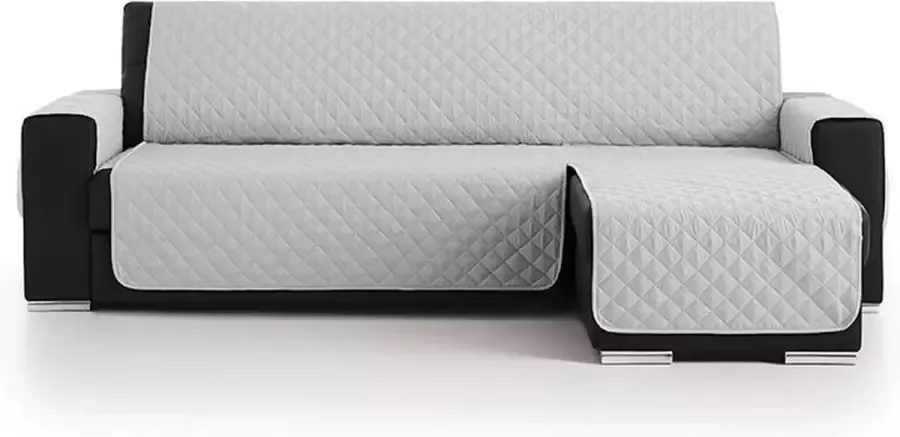 Belmarti Bankbeschermer Duo Chaise Longue Lichtgrijs Rechts 200cm breed Bankhoes van zacht microvezel voor optimaal comfort Bescherm hoes voor hoekbanken