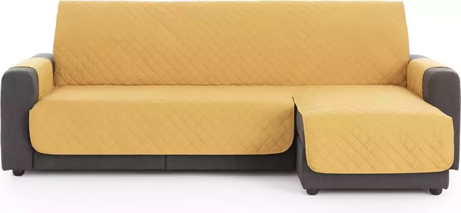 Belmarti Bankbeschermer Duo Chaise Longue Mosterdgeel Rechts 200cm breed Bankhoes van zacht microvezel voor optimaal comfort Bescherm hoes voor hoekbanken