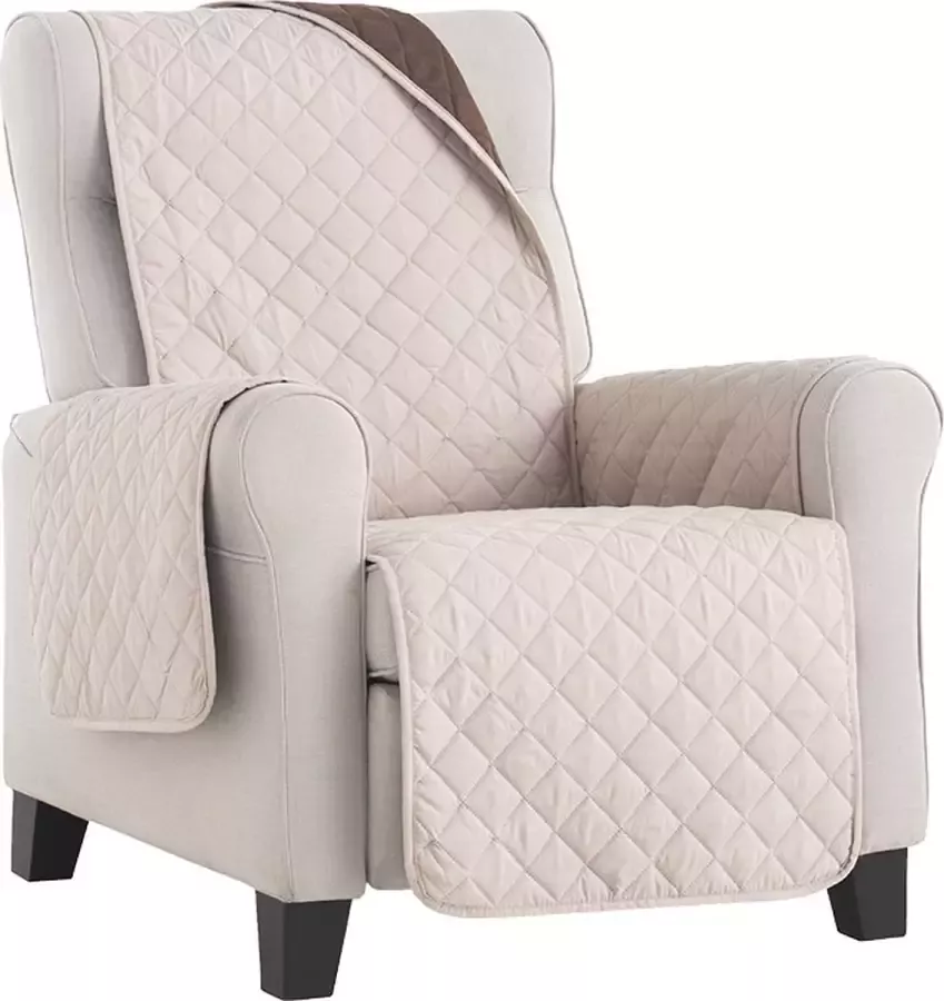Belmarti Duo quilt Fauteuilbeschermer 55cm breed Beige Twee kanten te gebruiken OekoTex keurmerk