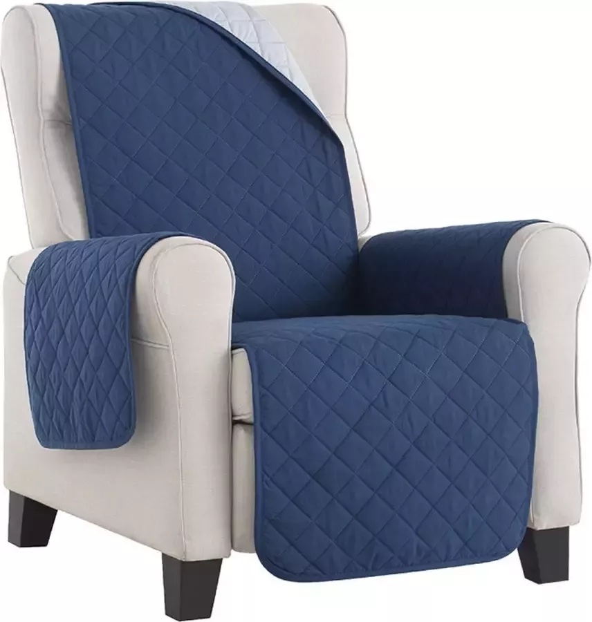Belmarti Fauteuilbeschermer Duo quilt Blauw 55cm breed Aan twee kanten te gebruiken Fauteuilbeschermer van zacht microvezel voor optimaal comfort