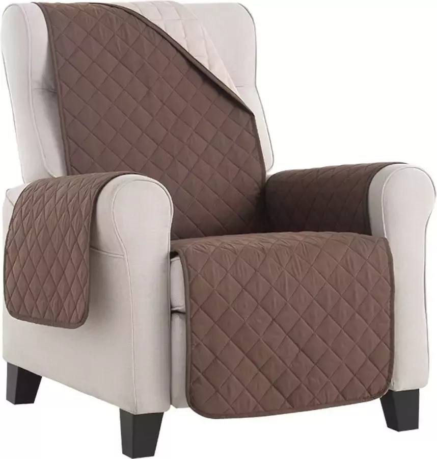 Belmarti Fauteuilbeschermer Duo quilt Bruin 55cm breed Aan twee kanten te gebruiken Fauteuilbeschermer van zacht microvezel voor optimaal comfort