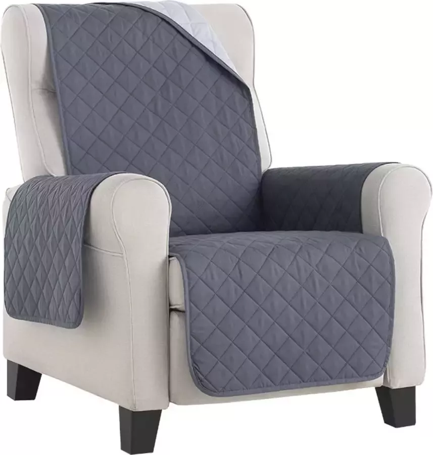 Belmarti Duo quilt Fauteuilbeschermer Grijs 55cm breed -Twee kanten te gebruiken OekoTex keurmerk