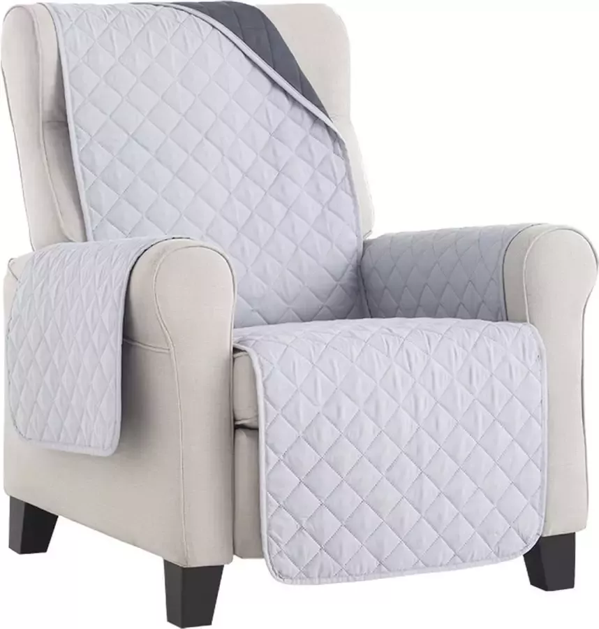 Belmarti Fauteuilbeschermer Duo quilt Lichtgrijs 55cm breed Aan twee kanten te gebruiken Fauteuilbeschermer van zacht microvezel voor optimaal comfort