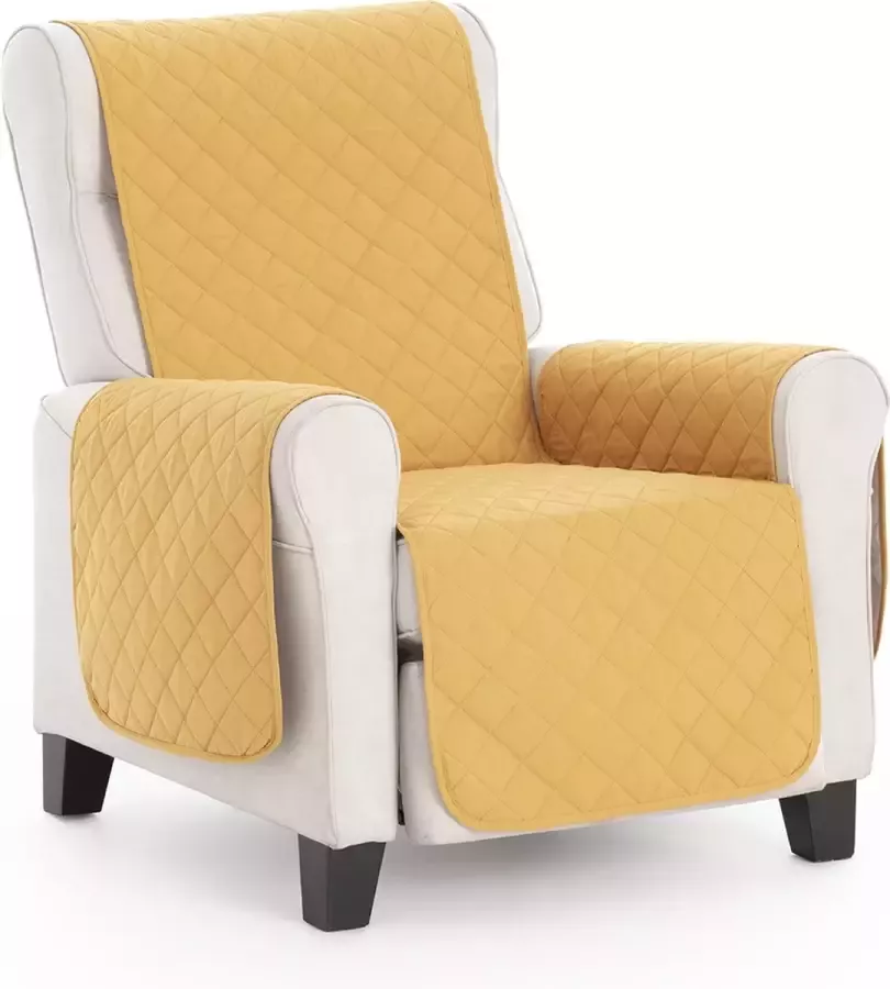 Belmarti Fauteuilbeschermer Duo 55cm breed Geel Premium fauteuil beschermer Omkeerbaar Antislip Zacht microvezel