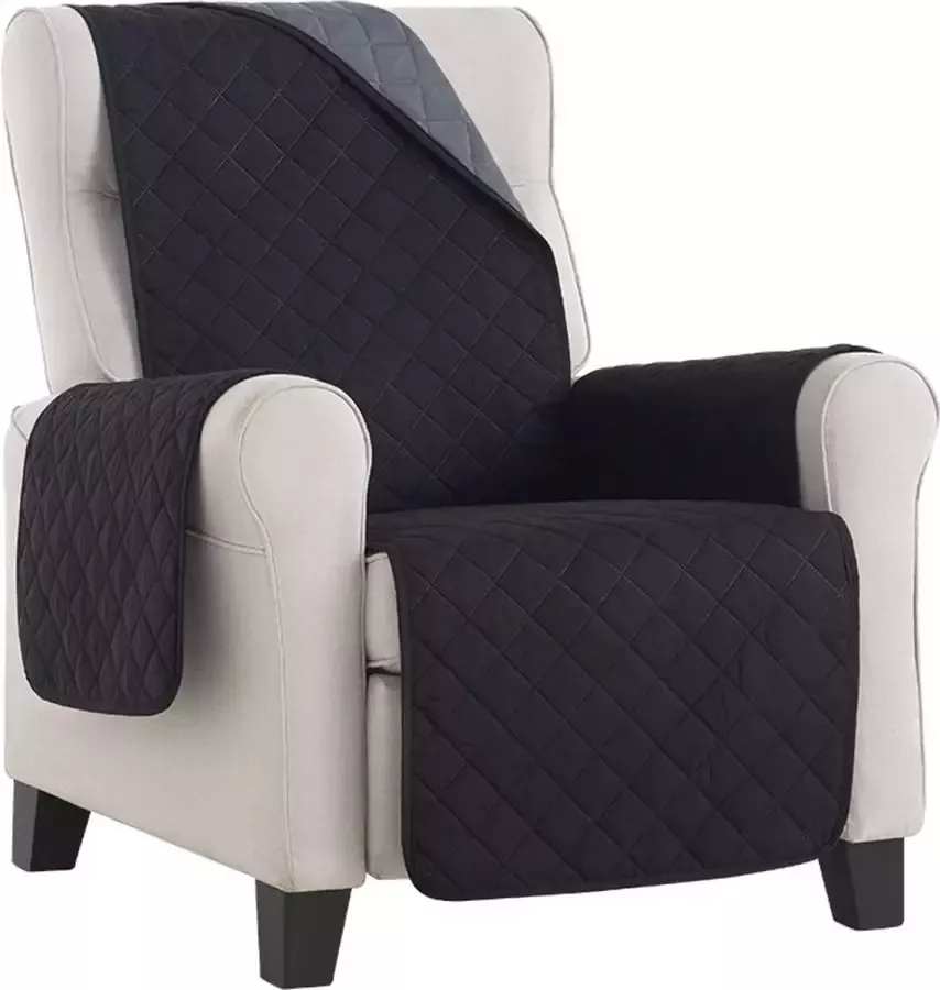 Belmarti Fauteuilbeschermer Duo quilt Zwart 55cm breed Aan twee kanten te gebruiken Fauteuilbeschermer van zacht microvezel voor optimaal comfort