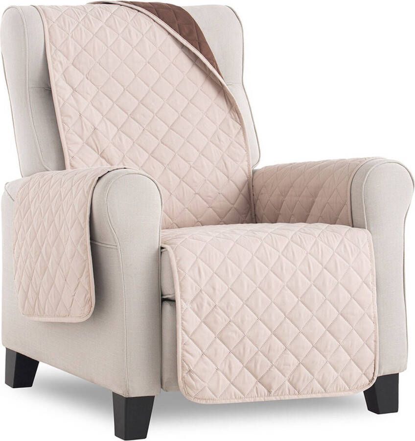 Belmarti Duo quilt Fauteuilbeschermer Beige 55cm breed Twee kanten te gebruiken OekoTex keurmerk
