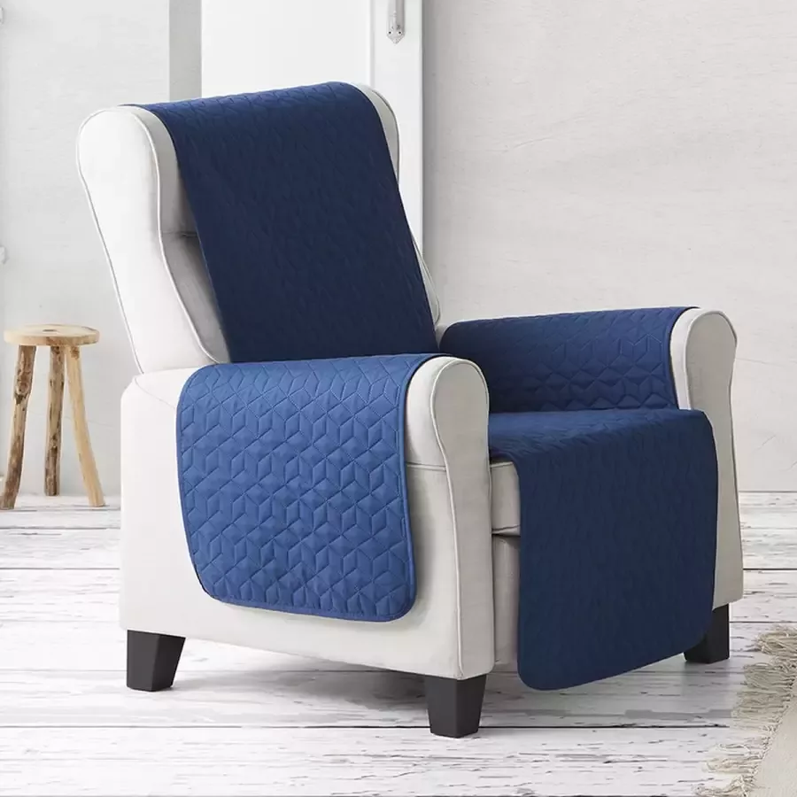 Belmarti Fauteuilbeschermer Geo Quilt 55cm breed Blauw Teflon beschermlaag Anti-slip onderkant