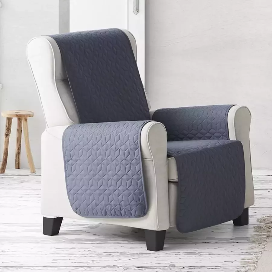 Belmarti Fauteuilbeschermer Geo 55cm breed Grijs Soft Touch Anti-slip Onderkant Ideaal voor Huisdieren en Kinderen
