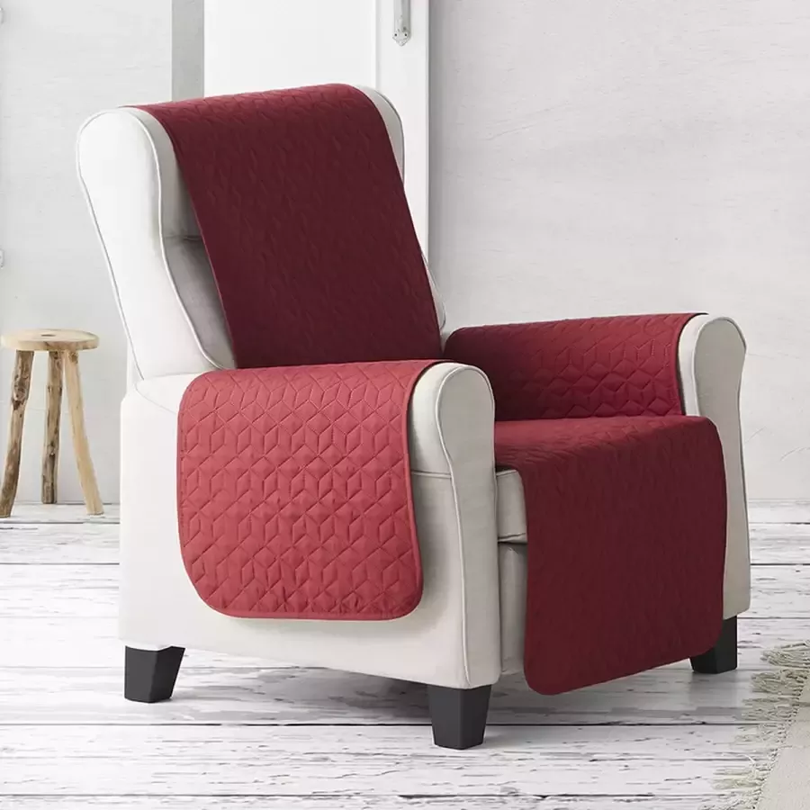 Belmarti Fauteuilbeschermer Geo 55cm breed Rood Soft Touch Anti-slip Onderkant Ideaal voor Huisdieren en Kinderen