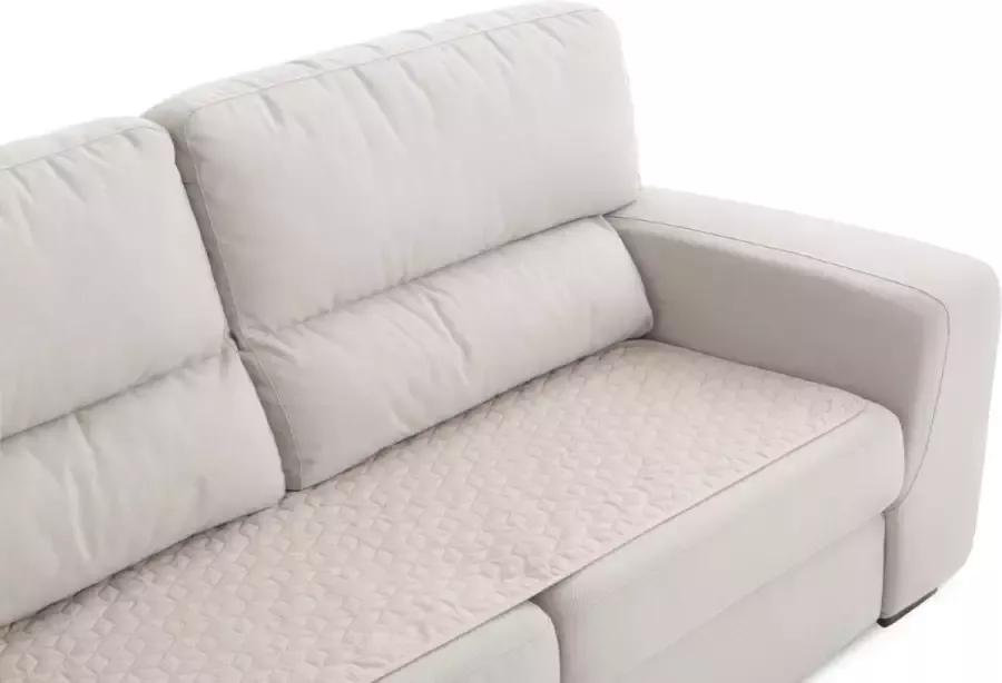 Belmarti Banktopper Geo Beige 110cm breed Waterafstotend en Vlekbestendig Antislip Onderkant Comfortabel en Duurzaam Ideaal voor Huishoudens met Kinderen en Huisdieren