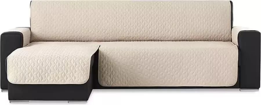 Belmarti Bankbeschermer Geo Quilt Chaise Longue Links 280cm breed Beige Stevige gevoerde polyester hoekbank beschermer Huisdiervriendelijk Vuil- en vochtafstotende Teflonlaag Premium Kwaliteit