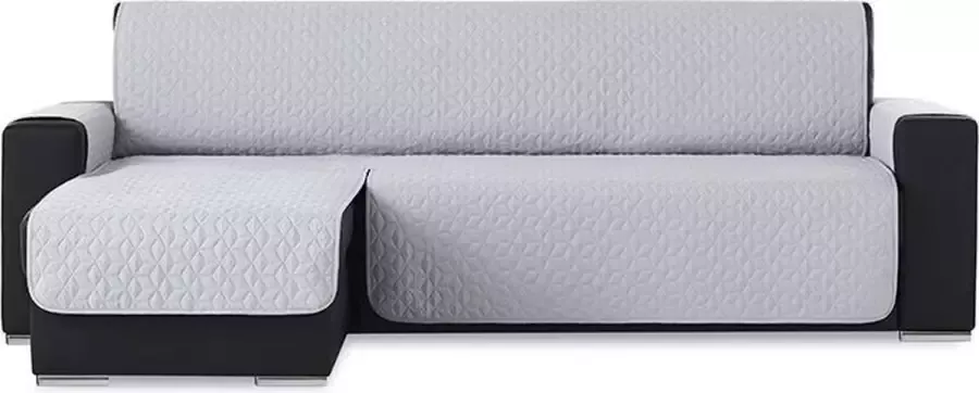 Belmarti Bankbeschermer Geo Quilt Chaise Longue Links 280cm breed Lichtgrijs Stevige gevoerde polyester hoekbank beschermer Huisdiervriendelijk Vuil- en vochtafstotende Teflonlaag Premium Kwaliteit