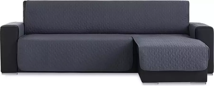 Belmarti Geo Quilt Chaise Longue Rechts Bankbeschermer 280cm breed Donker Grijs Teflon beschermlaag OekoTex keurmerk
