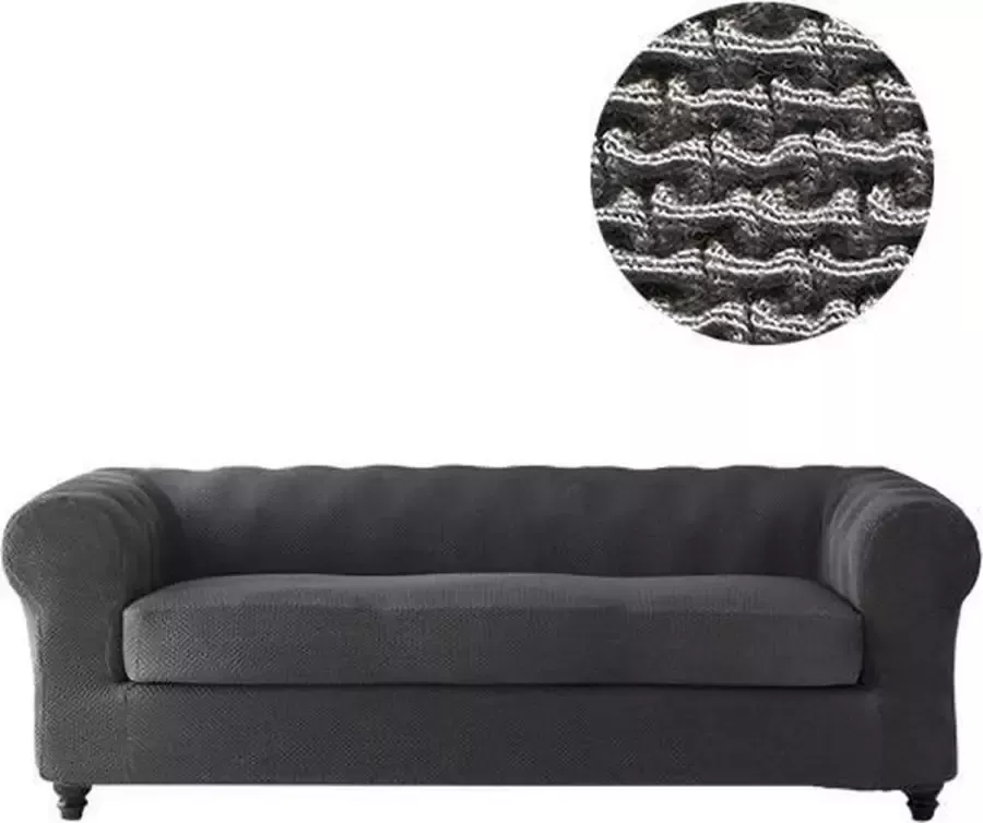Belmarti Bankhoes Milan Chester 180cm tot 220cm breed Grijs Bi-stretch Antistatisch & Ademend Katoen Geschikt voor Chesterfield Banken