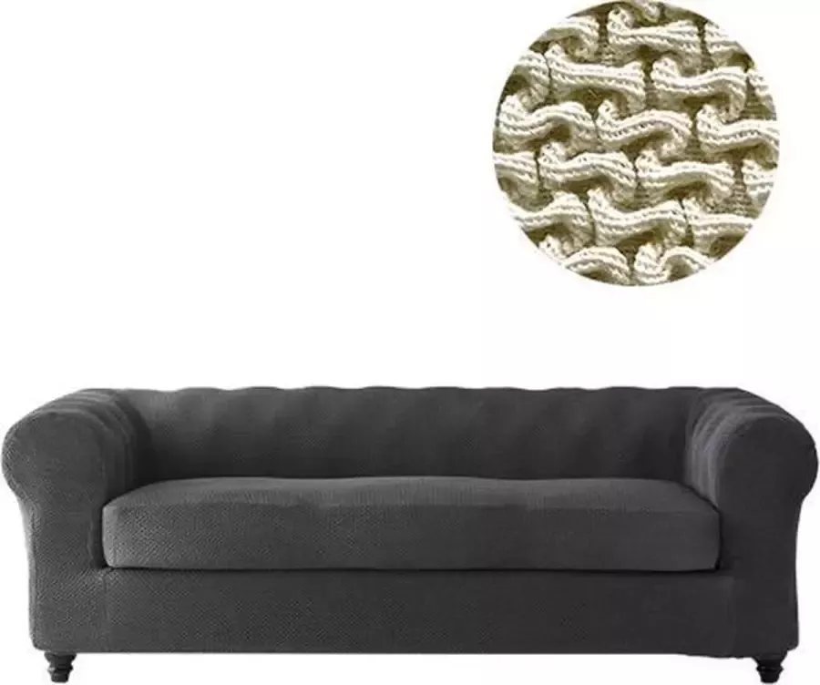 Belmarti Bankhoes Milan Chester 180cm tot 220cm breed Ivoor Bi-stretch Antistatisch & Ademend Katoen Geschikt voor Chesterfield Banken
