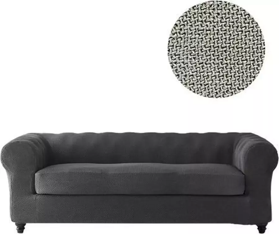 Belmarti Bankhoes Milan Chester 180cm tot 220cm breed Lichtgrijs Bi-stretch Antistatisch & Ademend Katoen Geschikt voor Chesterfield Banken