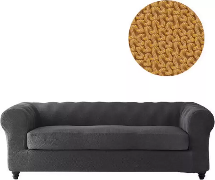 Belmarti Bankhoes Milan Chester 180cm tot 220cm breed Mosterdgeel Bi-stretch Antistatisch & Ademend Katoen Geschikt voor Chesterfield Banken