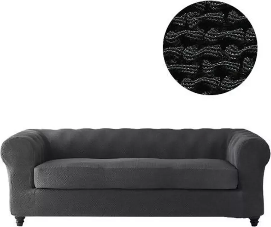 Belmarti Bankhoes Milan Chester 180cm tot 220cm breed Zwart Bi-stretch Antistatisch & Ademend Katoen Geschikt voor Chesterfield Banken
