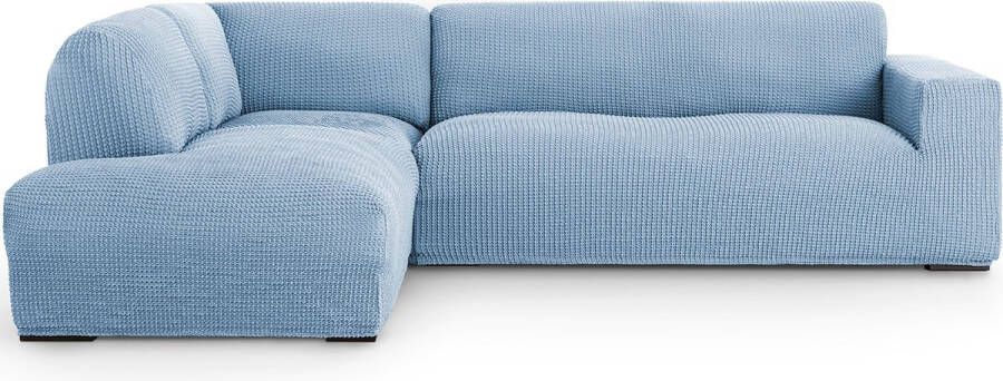Belmarti Bankhoes Milos Hoek Chaise Longue Links Lichtblauw Elastisch & Antistatisch Bankhoezen voor hoekbank
