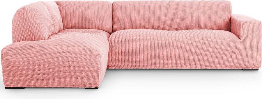 Belmarti Bankhoes Milos Hoek Chaise Longue Links Roze Elastisch & Antistatisch Bankhoezen voor hoekbank