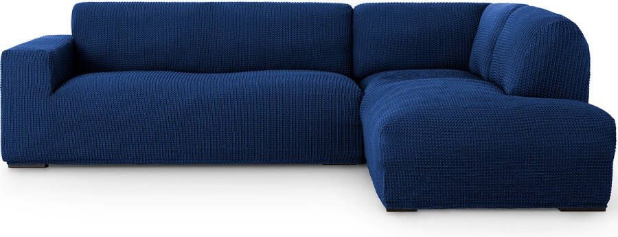 Belmarti Bankhoes Milos Hoek Chaise Longue Rechts Blauw Elastisch & Antistatisch Bankhoezen voor hoekbank