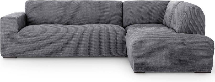 Belmarti Bankhoes Milos Hoek Chaise Longue Rechts Donkergrijs Elastisch & Antistatisch Bankhoezen voor hoekbank