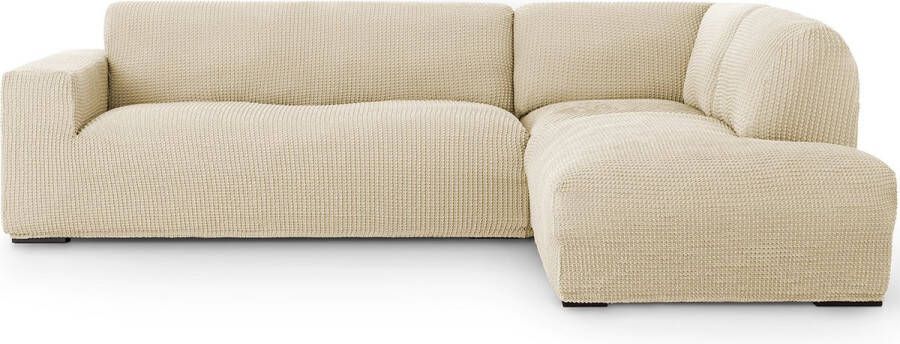 Belmarti Bankhoes Milos Hoek Chaise Longue Rechts Ivoor Elastisch & Antistatisch Bankhoezen voor hoekbank